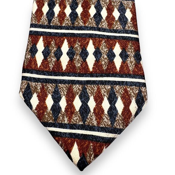 G.J. Cahn‎ Mens Vintage Silk Dress Tie Made in USA Geometric Diamond 60" 3.75" - Picture 5 of 9